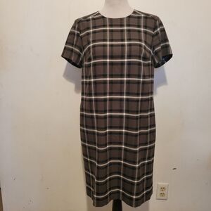 Banana Republic Plaid Shift Dress Women’s Small Green Short Sleeve‎ Career